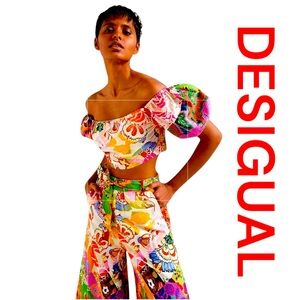 DESIGUAL By M. Christian Lacroix Fiona Blouse/Crop Top, Multicolored, Size L.